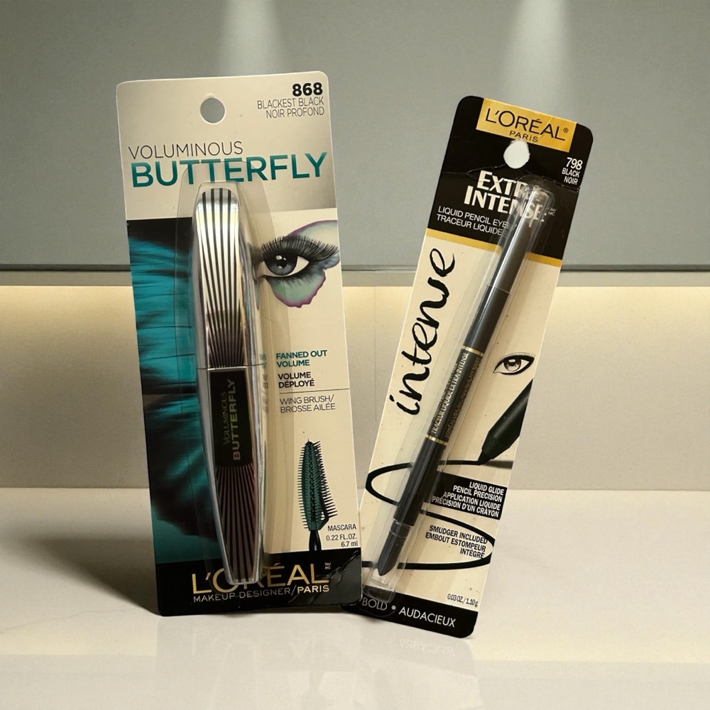 L'Oreal Paris Bundle Voluminous Butterfly Mascara and Extra Intense Eyeliner Set - Picture 1 of 8